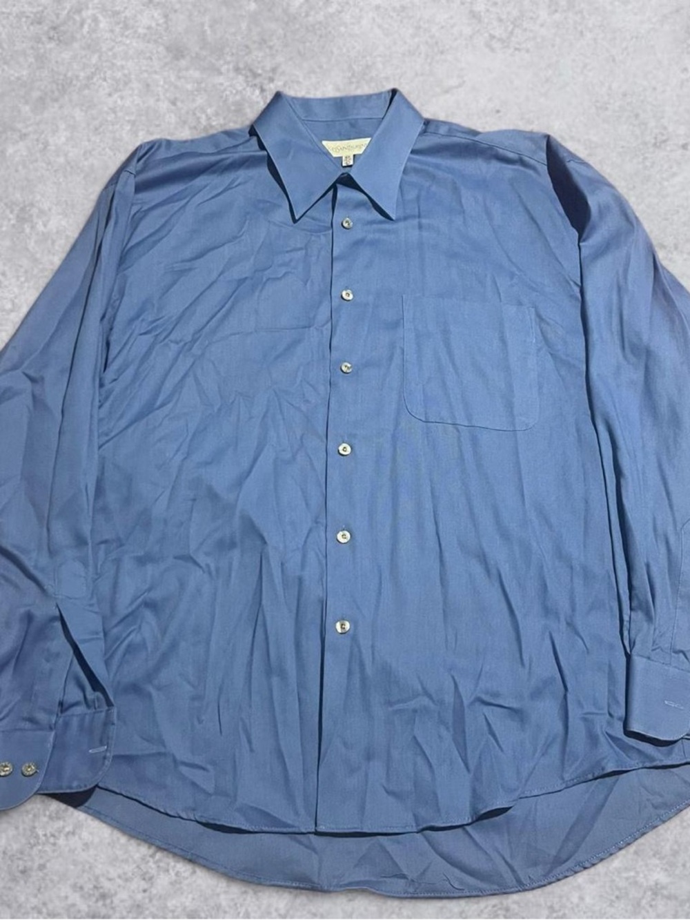 Yves Saint Laurent Button Up Shirt YSL Men's 16 1/2 34-35 Blue Long Sleeve